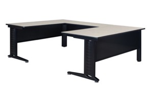 Fusion 66" U-Desk Shell with 48" Bridge - Maple