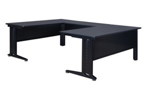 Fusion 72" U-Desk Shell with 42" Bridge - Grey