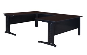 Fusion 72" U-Desk Shell with 42" Bridge - Mocha Walnut