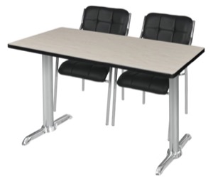 Via 48" x 24" Training Table - Maple/Chrome & 2 Uptown Side Chairs - Black