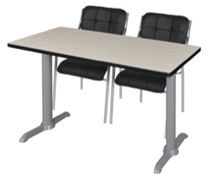 Via 48" x 24" Training Table - Maple/Grey & 2 Uptown Side Chairs - Black