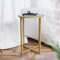 Greenwich Collection - Modern End Table - Clear Top/Brushed Gold Frame