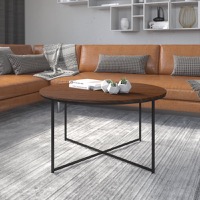 Hampstead Collection - Modern Coffee Table - Walnut Top/Matte Black Frame