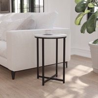 Hampstead Collection - Modern End Table - White Top/Matte Black Frame