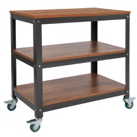 Livingston Collection - Industrial Style Storage Cart - Brown Oak