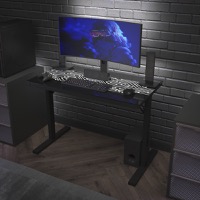 Shan - Modern Commercial LED Gaming Computer Desk - Black