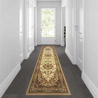 Mersin Collection - Medallion Motif 3' x 10' Runner Area Rug - Ivory