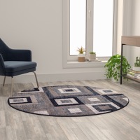 Gideon Collection - Modern 5' x 5' Round Area Rug - Blue