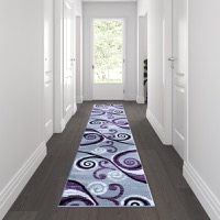 Valli Collection - Contemporary 2' x 11' Accent Rug - Purple