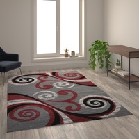 Valli Collection - Contemporary 6' x 9' Accent Rug - Red