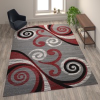 Valli Collection - Contemporary 8' x 10' Accent Rug - Red