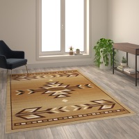 Lodi Collection - Southwestern Geometric 6' x 9' Accent Rug - Beige