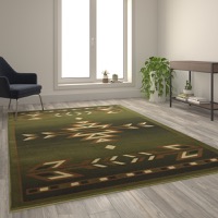 Lodi Collection - Southwestern Geometric 6' x 9' Accent Rug - Green
