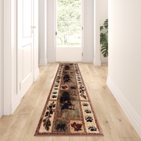 Vassa Collection - Rustic 2' x 7' Wildlife Themed Area Rug - Brown