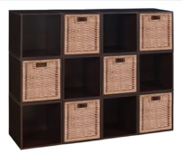 Niche Cubo Storage Set  - 12 Cubes and 6 Wicker Baskets - Truffle/Natural