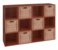 Niche Cubo Storage Set  - 12 Cubes and 6 Wicker Baskets - Cherry/Natural