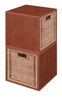Niche Cubo Storage Set  - 2 Cubes and 2 Wicker Baskets - Cherry/Natural