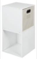 Niche Cubo Storage Set  - 2 Cubes and 1 Canvas Bin - White Wood Grain/Natural