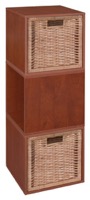 Niche Cubo Storage Set  - 3 Cubes and 2 Wicker Baskets - Cherry/Natural