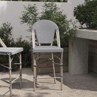 Marseille - Classic Commercial Indoor/Outdoor French Bistro Chair - Black & White/Light Natural Frame