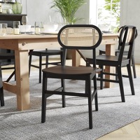 Jacob - Set of 2 Commercial Cane Rattan Armless Dining and Event Chairs - Black