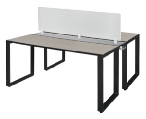 Structure 66" x 24" Benching System with Privacy Divider  - Maple/ Black