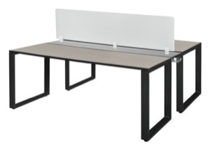 Structure 72" x 24" Benching System with Privacy Divider  - Maple/ Black