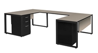 Structure Desk - U-Shape, 66" Double Metal Pedestal with 42" Bridge