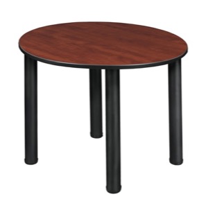 Kee 30" Round Slim Table  - Cherry/ Black