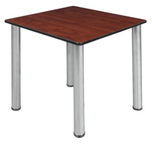 Kee 30" Square Slim Table  - Cherry/ Chrome