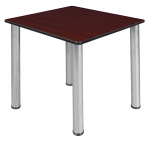 Kee 30" Square Slim Table  - Mahogany/ Chrome