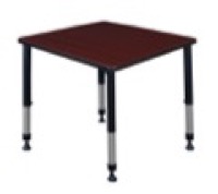 Kee 30" Square Height Adjustable Classroom Table  - Mahogany
