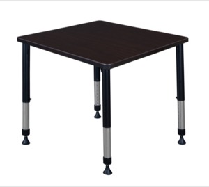Kee 30" Square Height Adjustable Classroom Table  - Mocha Walnut