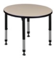 Kee 30" Round Height Adjustable Classroom Table  - Beige