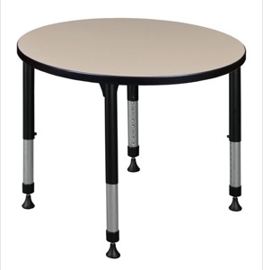 Kee 30" Round Height Adjustable Classroom Table  - Beige