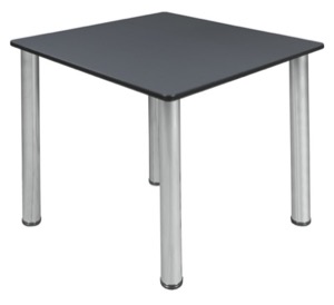 Kee 36" Square Slim Table  - Grey/ Chrome
