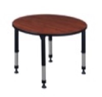 Kee 36" Round Height Adjustable Classroom Table  - Cherry