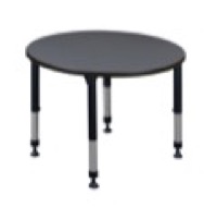 Kee 36" Round Height Adjustable Classroom Table  - Grey