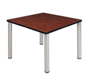 Kee 42" Square Breakroom Table - Cherry/ Chrome