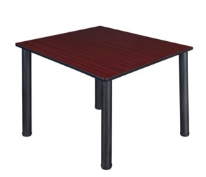 Kee 48" Square Breakroom Table - Mahogany/ Black
