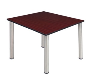 Kee 48" Square Breakroom Table - Mahogany/ Chrome