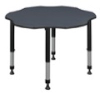60" Flower Shaped Height Adjustable Classroom Table - Grey
