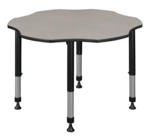 60" Flower Shaped Height Adjustable Classroom Table - Maple