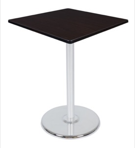 Via Cafe High-Top 36" Square Platter Base Table - Mocha Walnut/Chrome