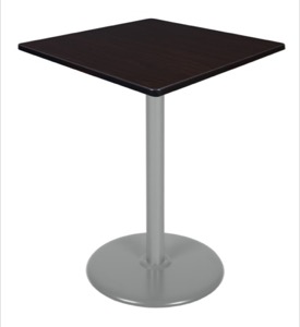 Via Cafe High-Top 36" Square Platter Base Table - Mocha Walnut/Grey