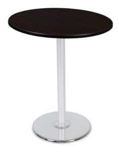 Via Cafe High-Top 36" Round Platter Base Table - Mocha Walnut/Chrome