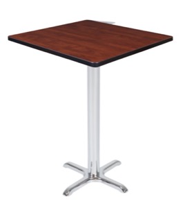 Via Cafe High 30" Square X-Base Table - Cherry/Chrome