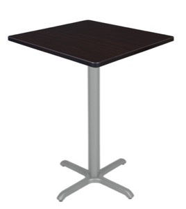 Via Cafe High 30" Square X-Base Table - Mocha Walnut/Grey
