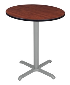 Via Cafe High 36" Round X-Base Table - Cherry/Grey