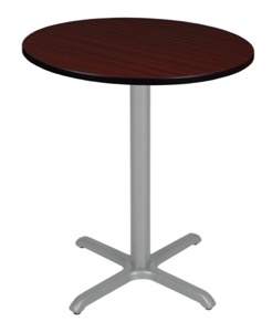 Via Cafe High 36" Round X-Base Table - Mahogany/Grey